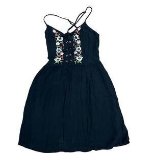 Abercrombie & Fitch Black Sundress with floral front. Size XS